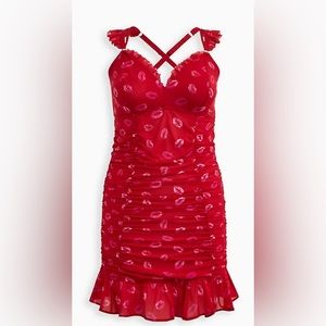 Torrid Dress Red 5X with Pink Lips